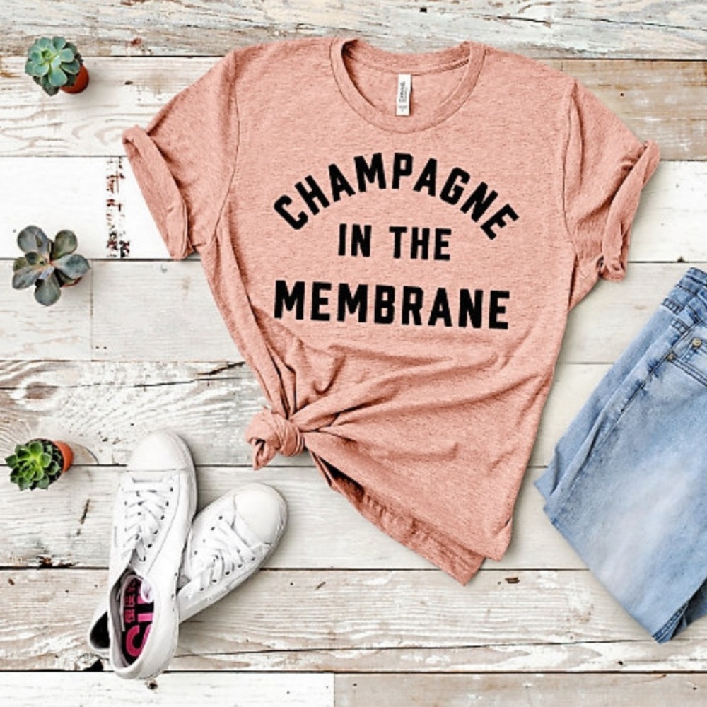 Champagne In the Membrane graphic tee drinking
